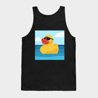 Yellow Rubber Duck in Sunglasses Tank Top